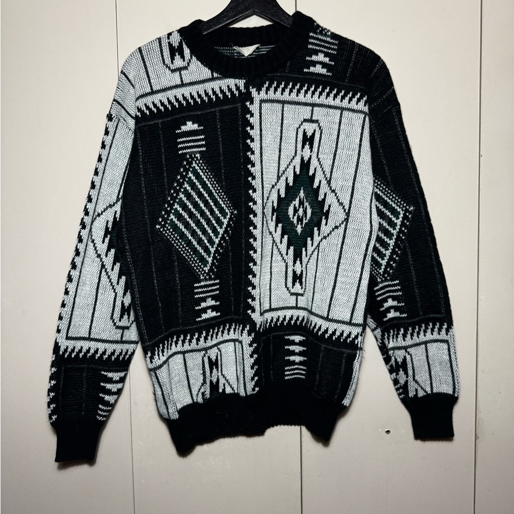 Geometric Black and Gray Men's Sweater